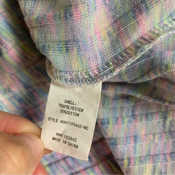 Code Mode Pastel Ribbed Knit Tee M Kawaii Y2K Soft Girl Cottagecore Top - Picture 4 of 4